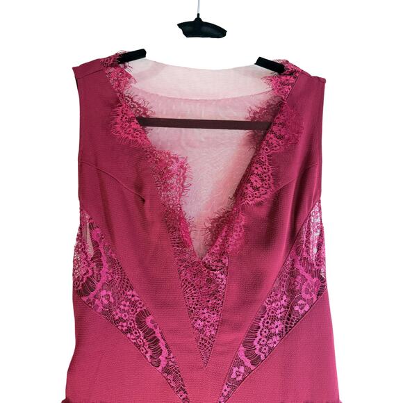 Free People Burgundy Lace Mini Dress Women’s Size 0 Sleeveless Boho - Picture 3 of 8